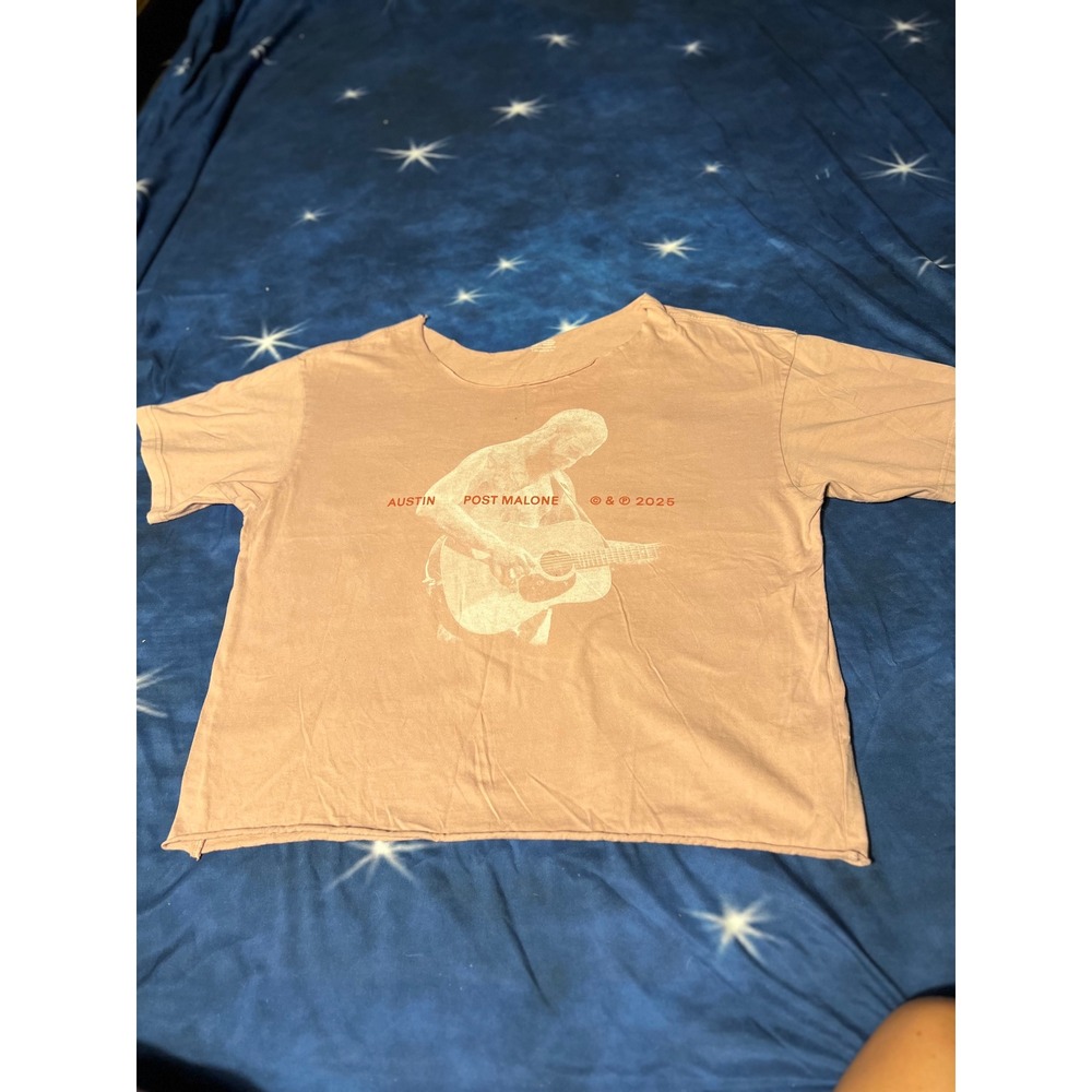 Post Malone Austin Reworked Cropped Graphic T-Shirt Mauve Pink XL 2023